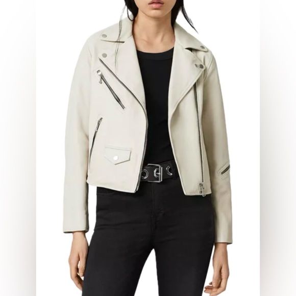All Saints Riley Leather Biker Jacket - Picture 2 of 12